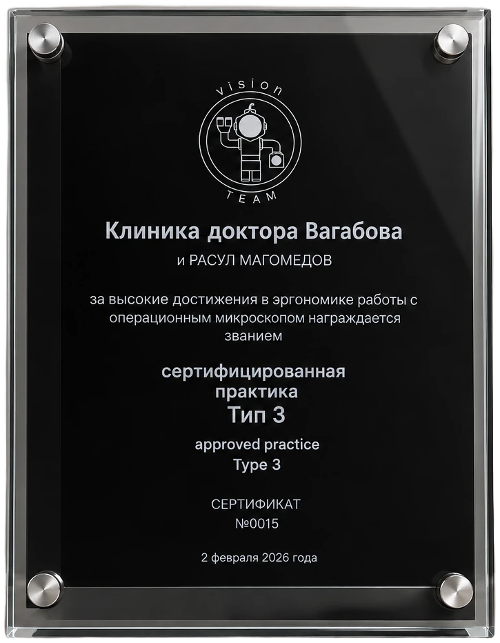 Табличка сертификата VISION TEAM: сертифицированная практика, тип 3